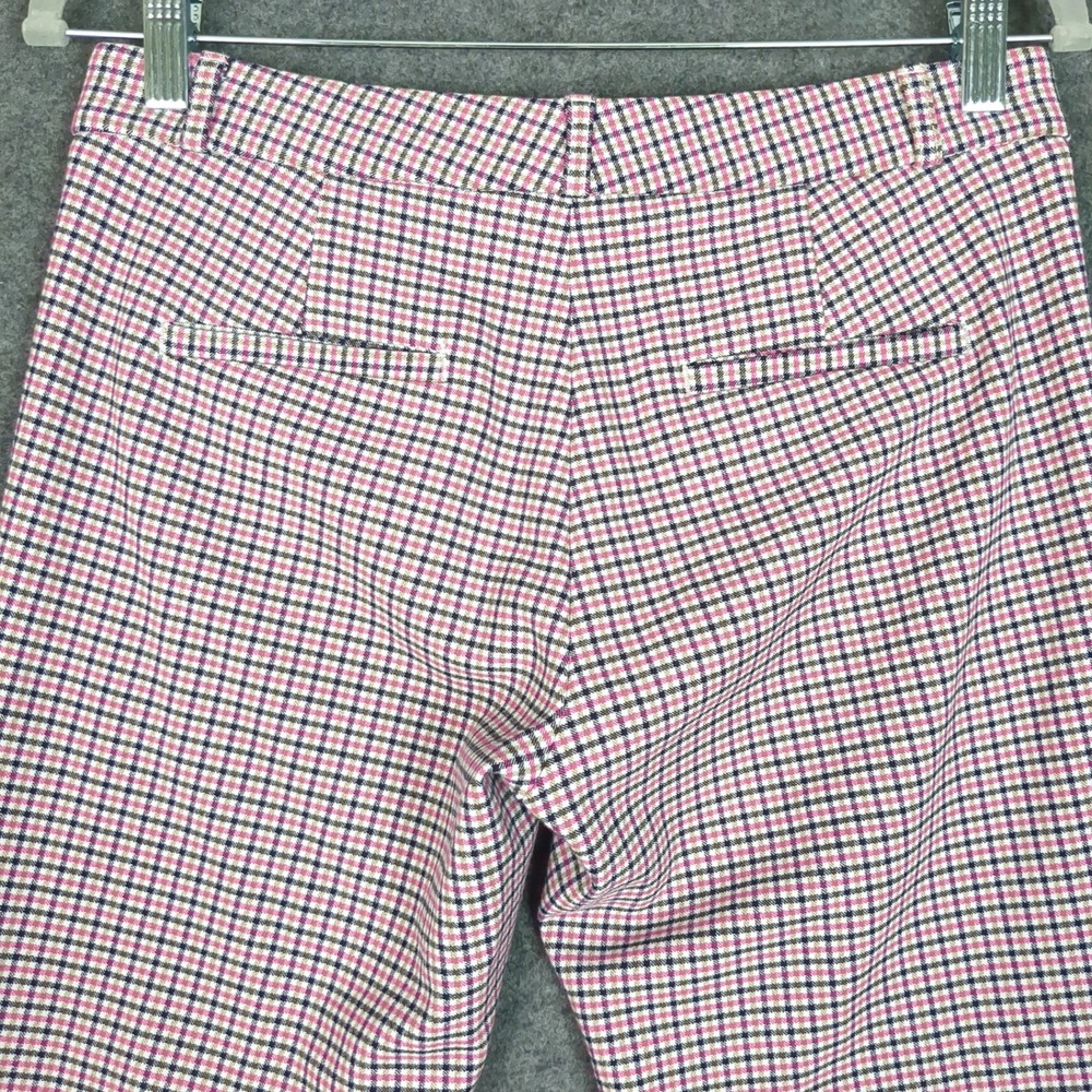 Banana Republic Sloan Skinny Pants Womens 2‎ Pink Navy Gingham Plaid Zip Pocket - Picture 8 of 15